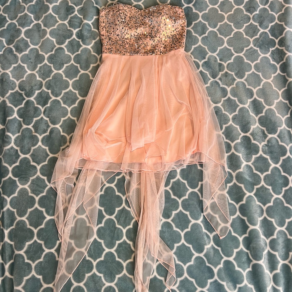 Blush Pink Tulle Strapless Dress